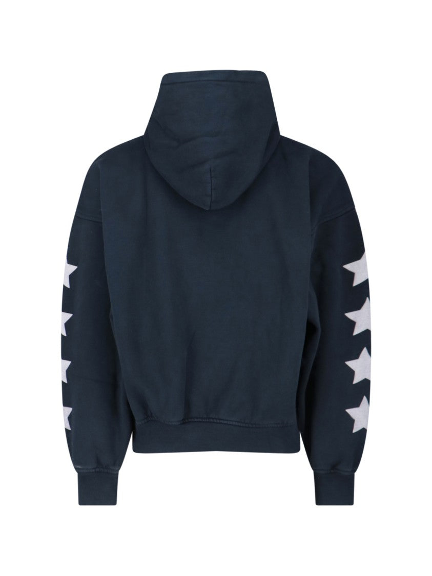 Rhude Black Cotton Jersey Hoodie With Multicolor Logo