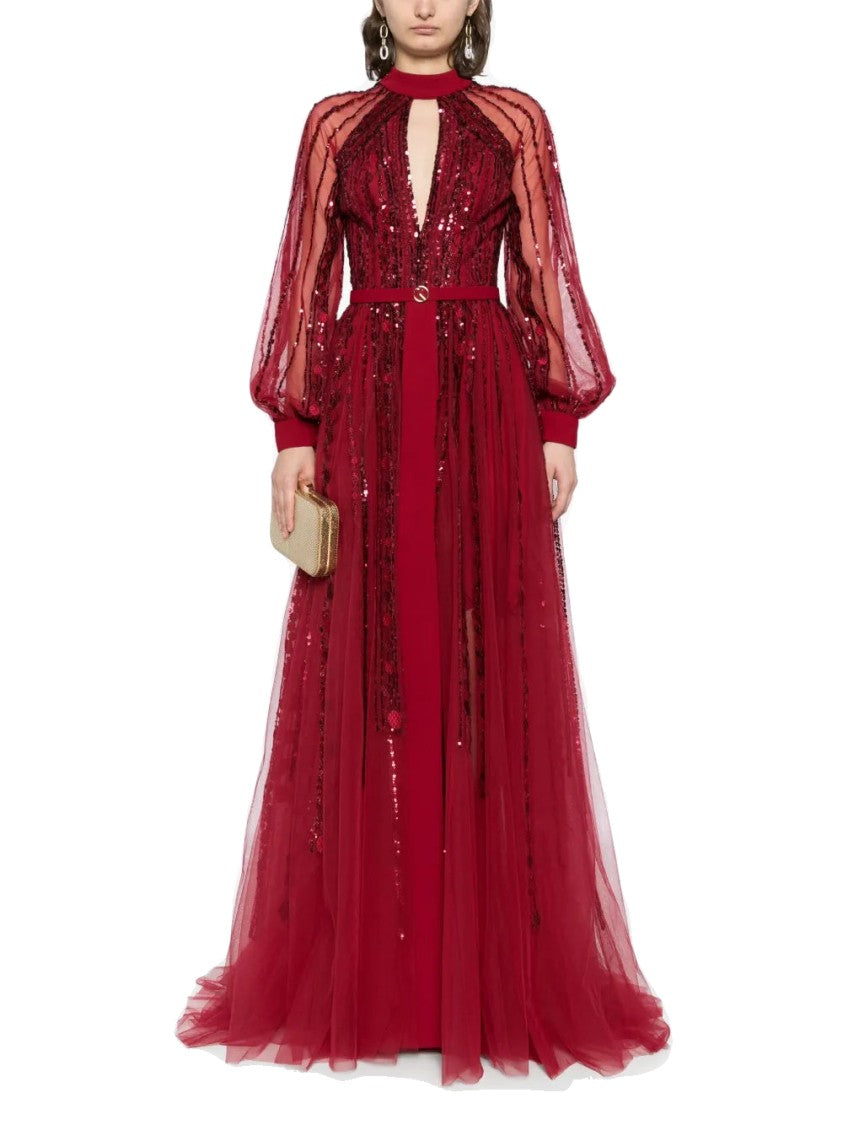 elisabetta franchi burgundy dress Elisabetta Franchi Burgundy Crepe Jersey Wrap Maxi Dress M