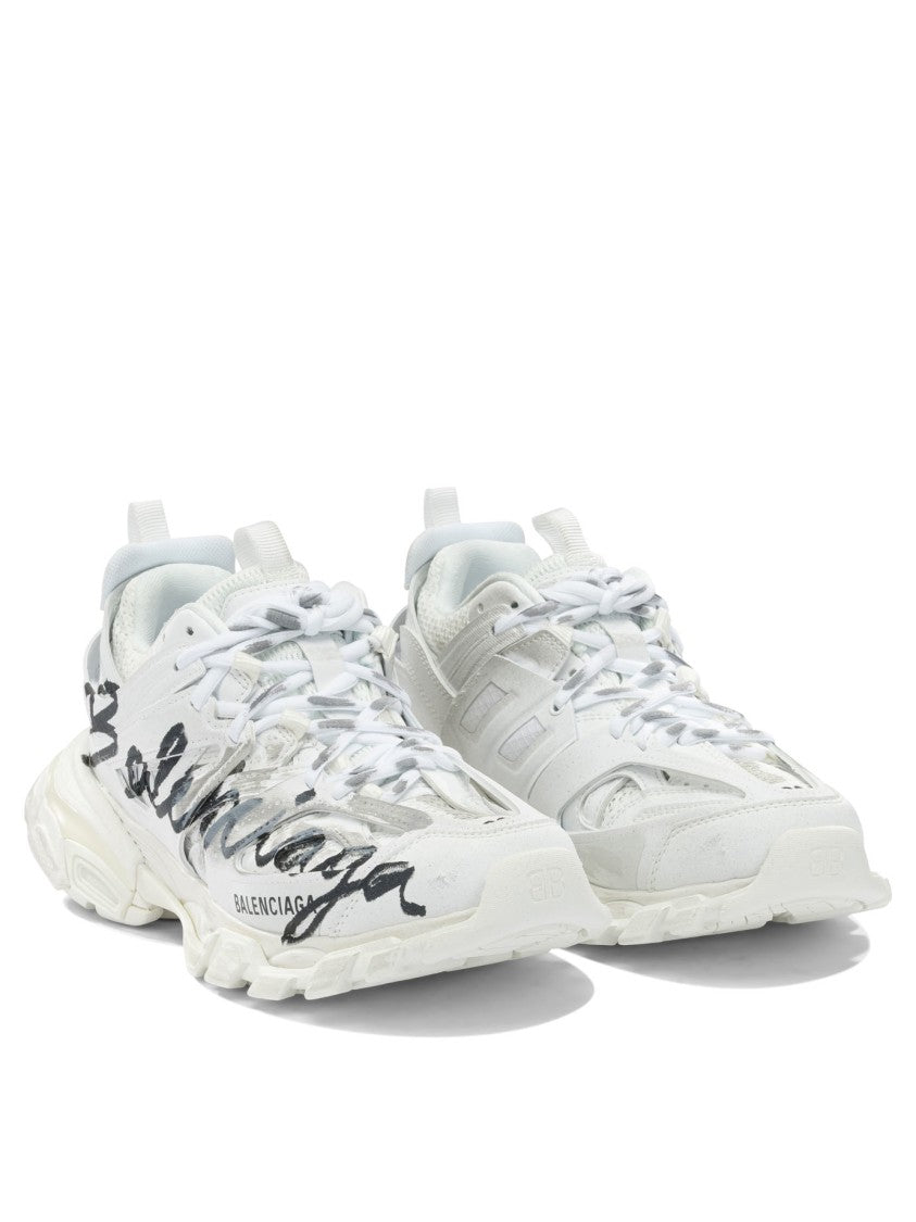 Balenciaga Contemporary White Sneakers With Sculptural Sole And Bold Branding