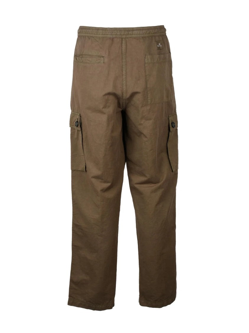 Ps Paul Smith Green Cargo Cotton-Linen Pants