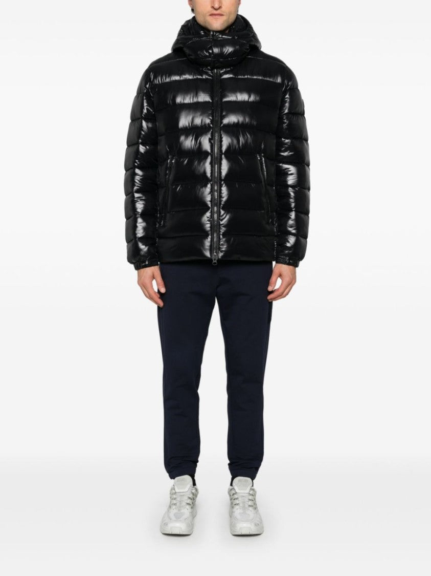 Save The Duck Short Quilted Puffer With Hood And Zippered Front