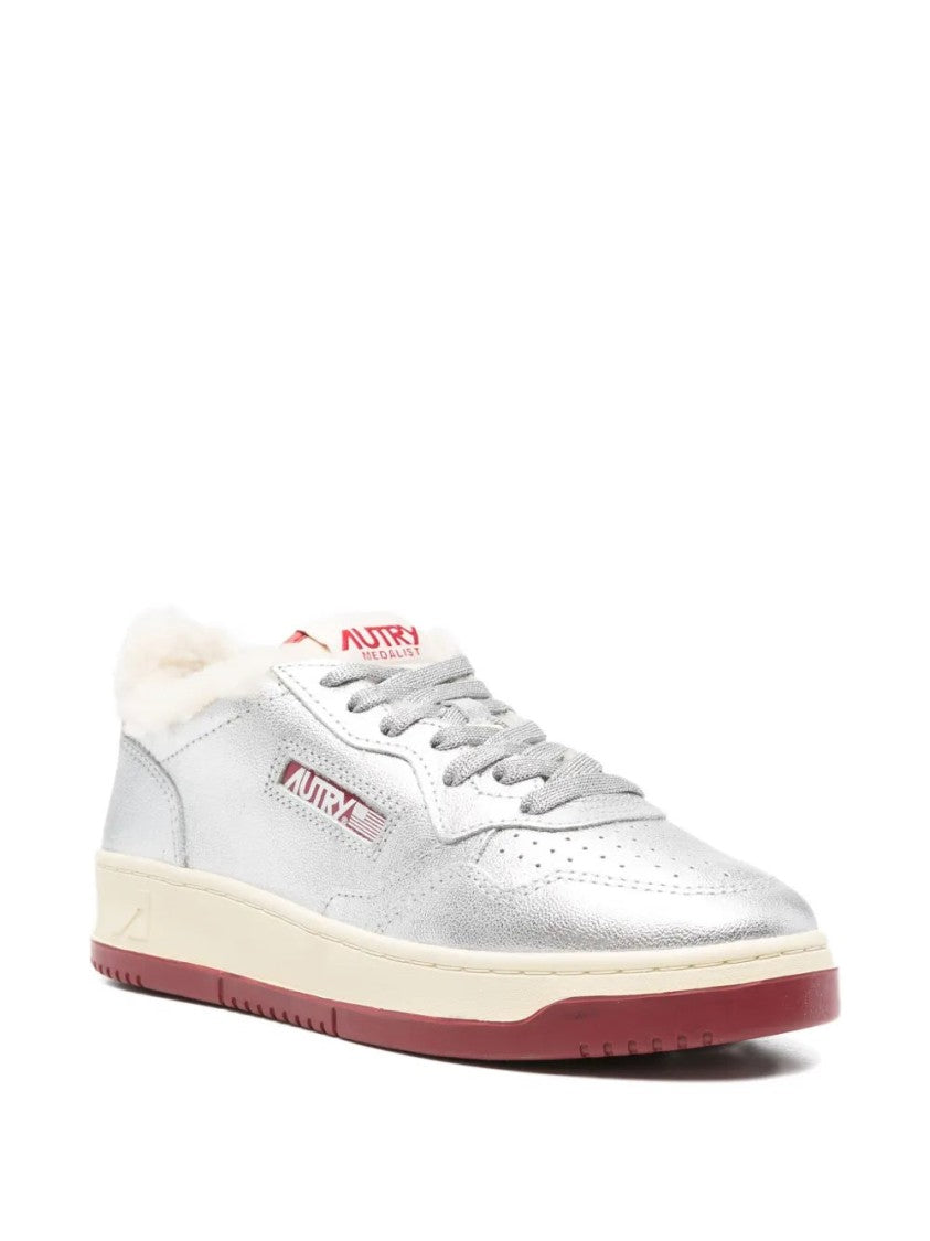 Autry Metallic Leather Shearling Trainers