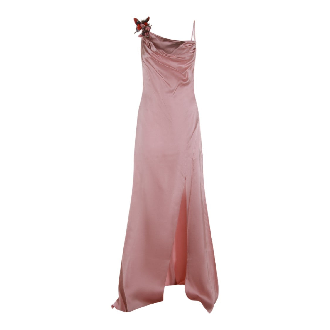 Blumarine Floor-Length One-Shoulder Evening Dress With Butterfly Embellishments