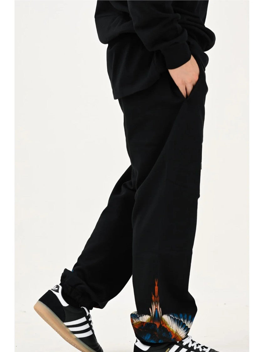 County Of Milan Black Geometric Logo Cotton Sweatpants
