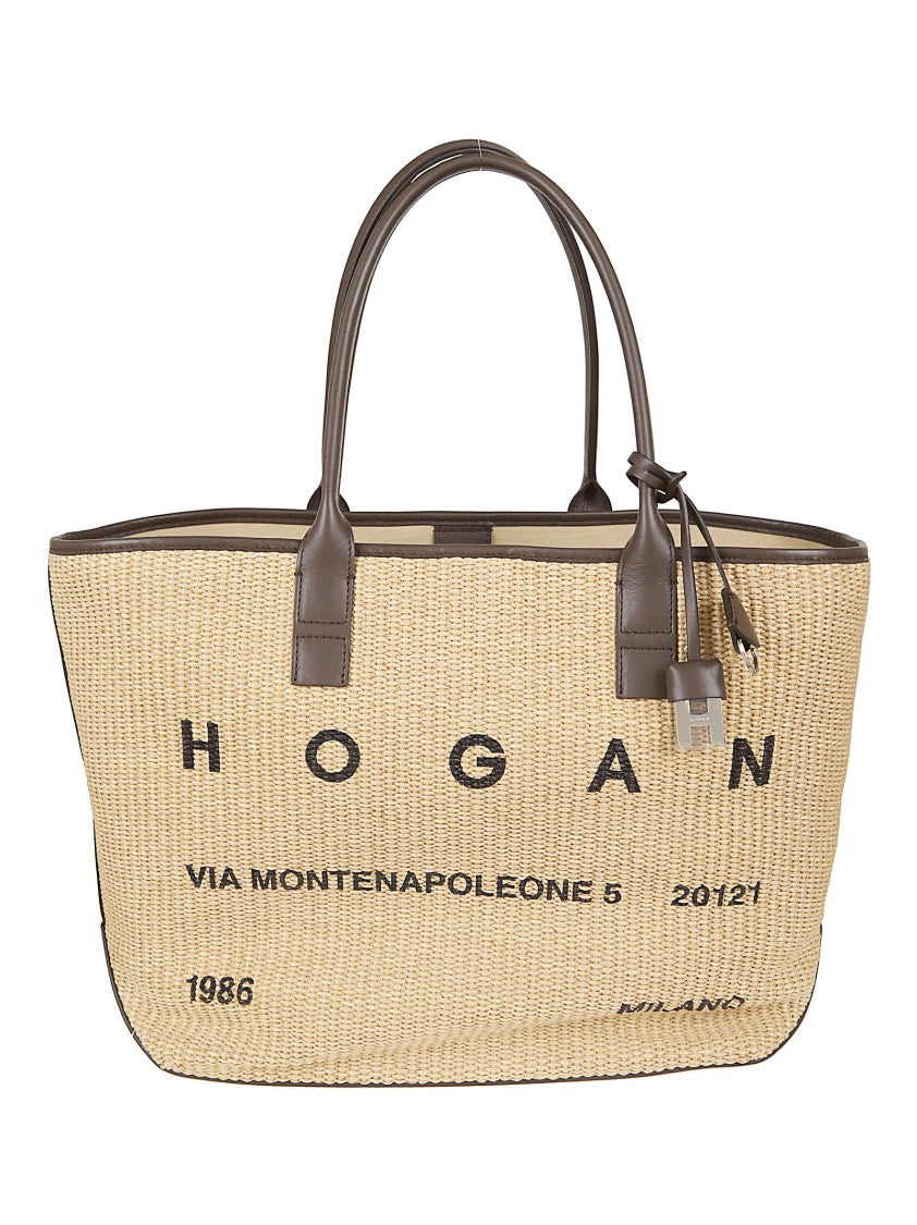 Hogan Spacious Shopper Bag With Calfskin Accents