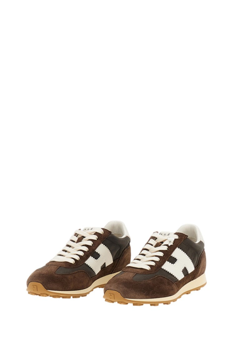 Hogan Brown H727 Suede Fabric Sneakers