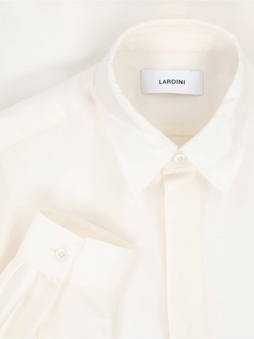 Lardini White Long-Sleeved Cotton Viscose Shirt