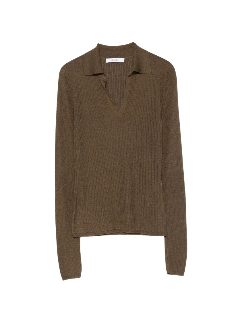Max Mara Mxmgergo Ribbed Knit Collared Top