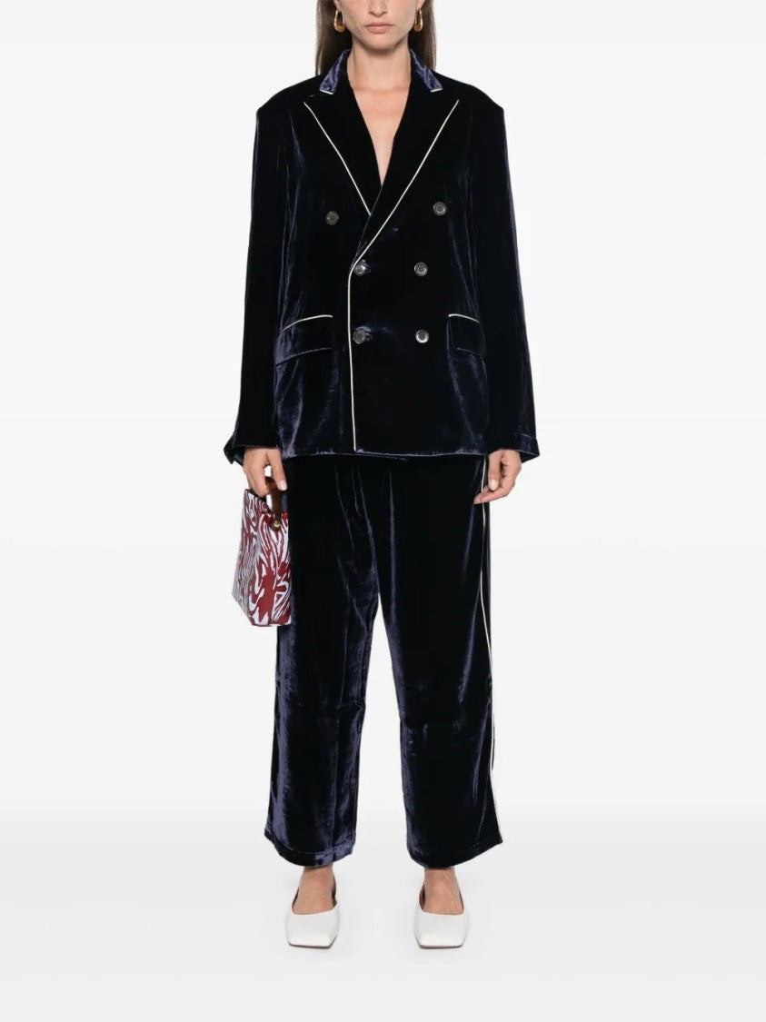 Pierre-Louis Mascia Wide-Leg Velvet Trousers With Drawstring Waist