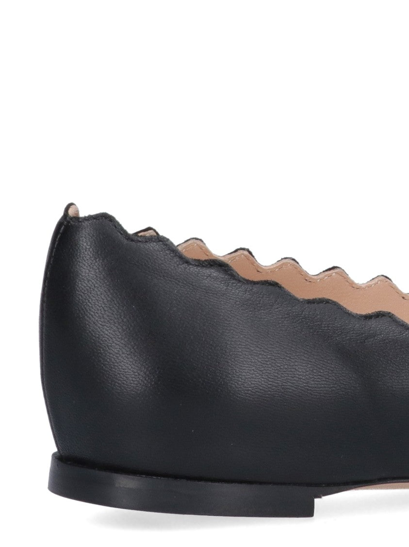 Chloé Pointed-Toe Scalloped-Edge Flats
