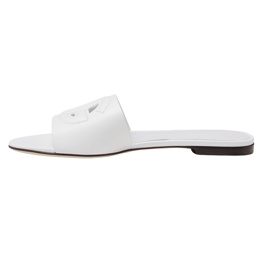 Dolce & Gabbana Open-Toe White Flats With Decorative Cut-Out Detail