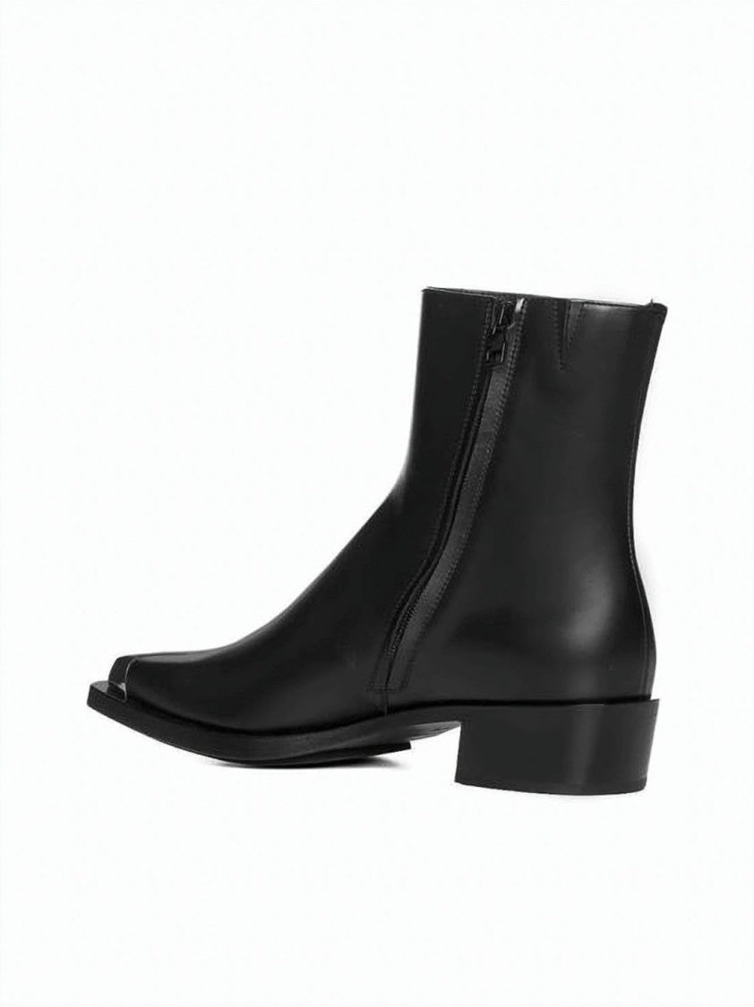 Alexander Mcqueen Sleek Ankle Boot With Metallic Cap