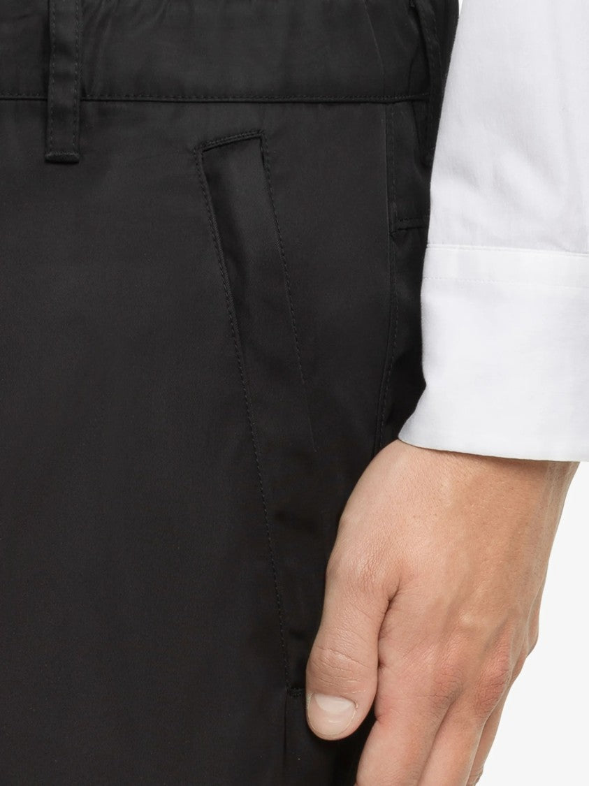 Prada Black Pantalone Tapered Matte Fabric Pants