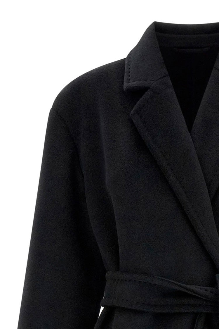 Max Mara Black Mstgiambo Belted Long Virgin Wool Coat