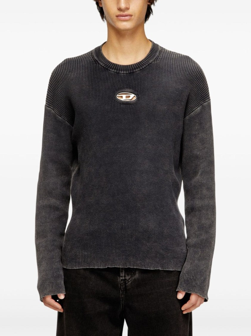 Diesel Black Ribbed Cut-Out Sweater