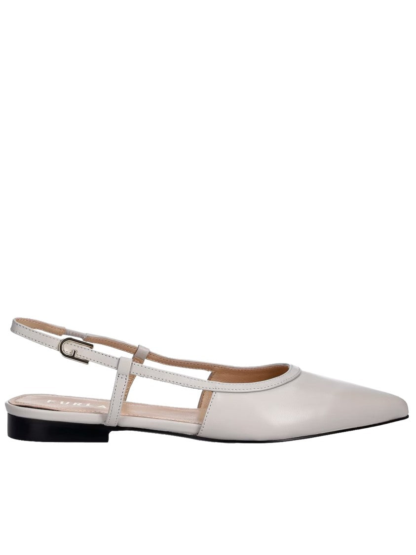 Furla Punta Vallerina Pointed Toe Leather Slingback Flats
