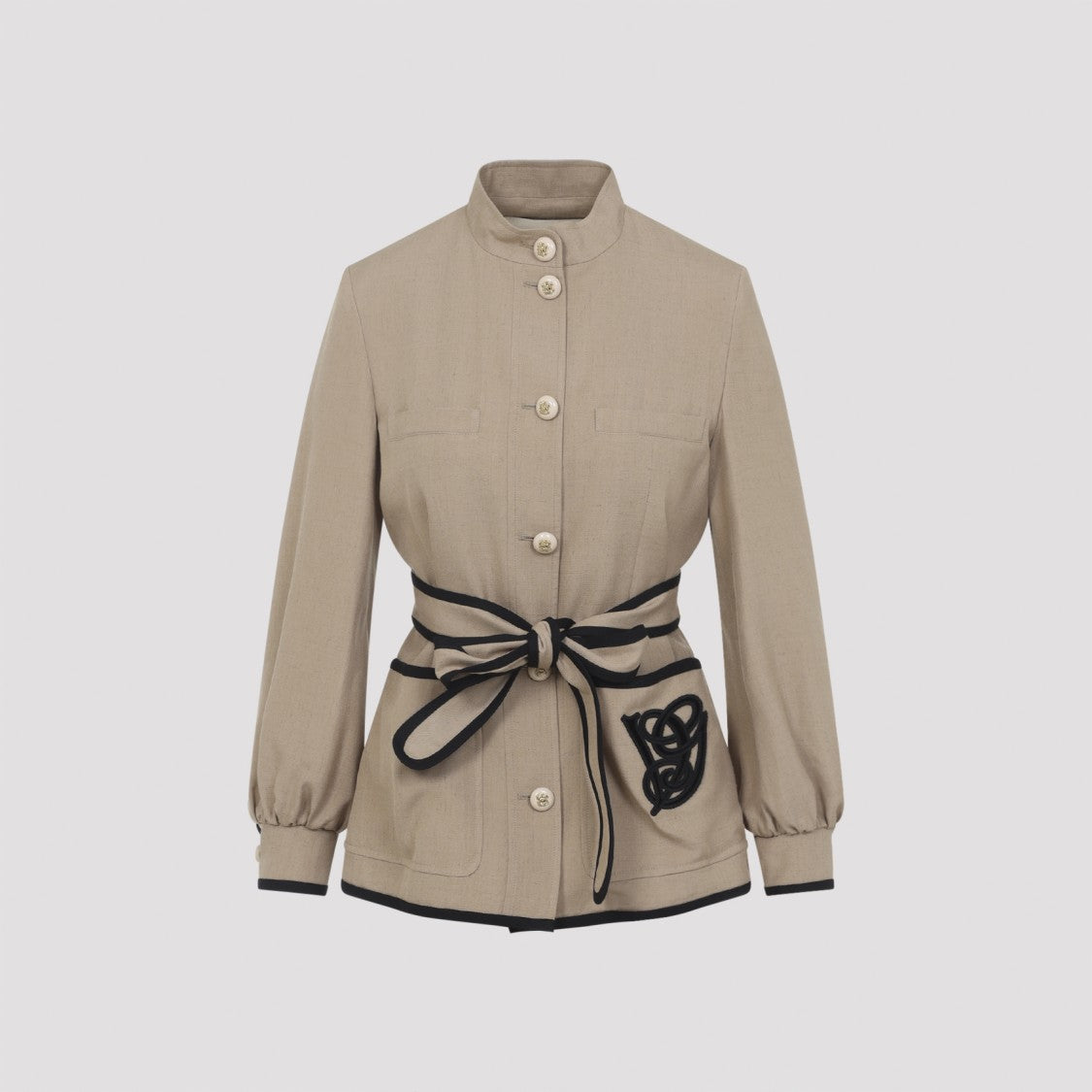 Valentino Structured Beige Jacket With Stand Collar