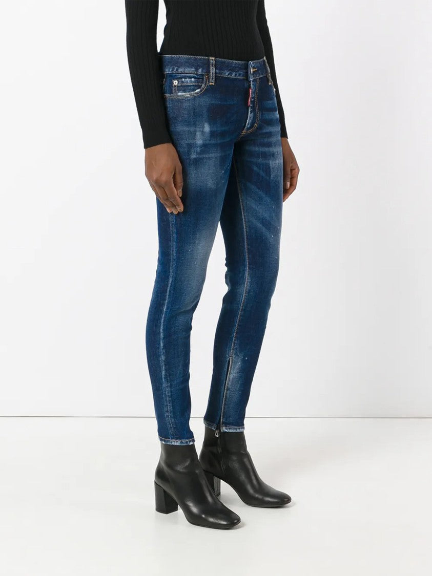 Dsquared2 Slim-Fit Medium Blue Splatter Denim Jeans
