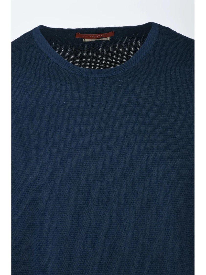 Daniele Fiesoli Blue Fine-Knit Cotton Sweater