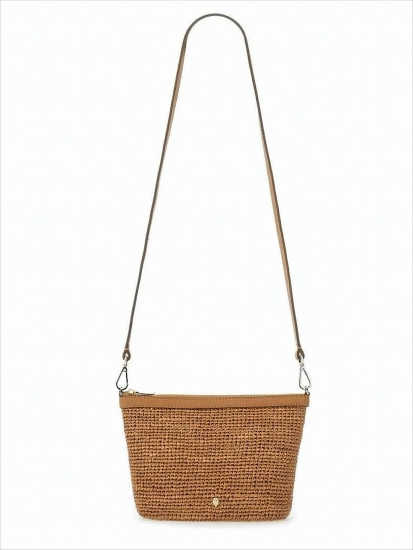 Helen Kaminski Woven Raffia Crossbody Bag With Smooth Leather Details