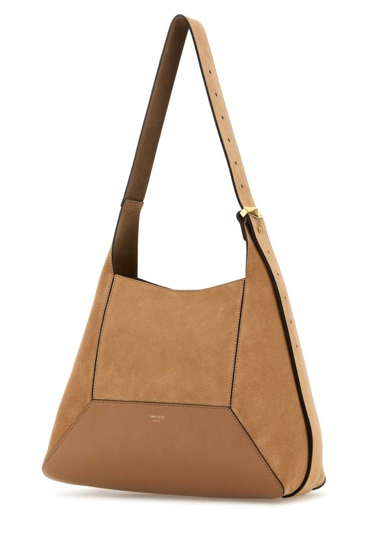 Jimmy Choo Camel Suede Medium Diamond Shoulder Bag