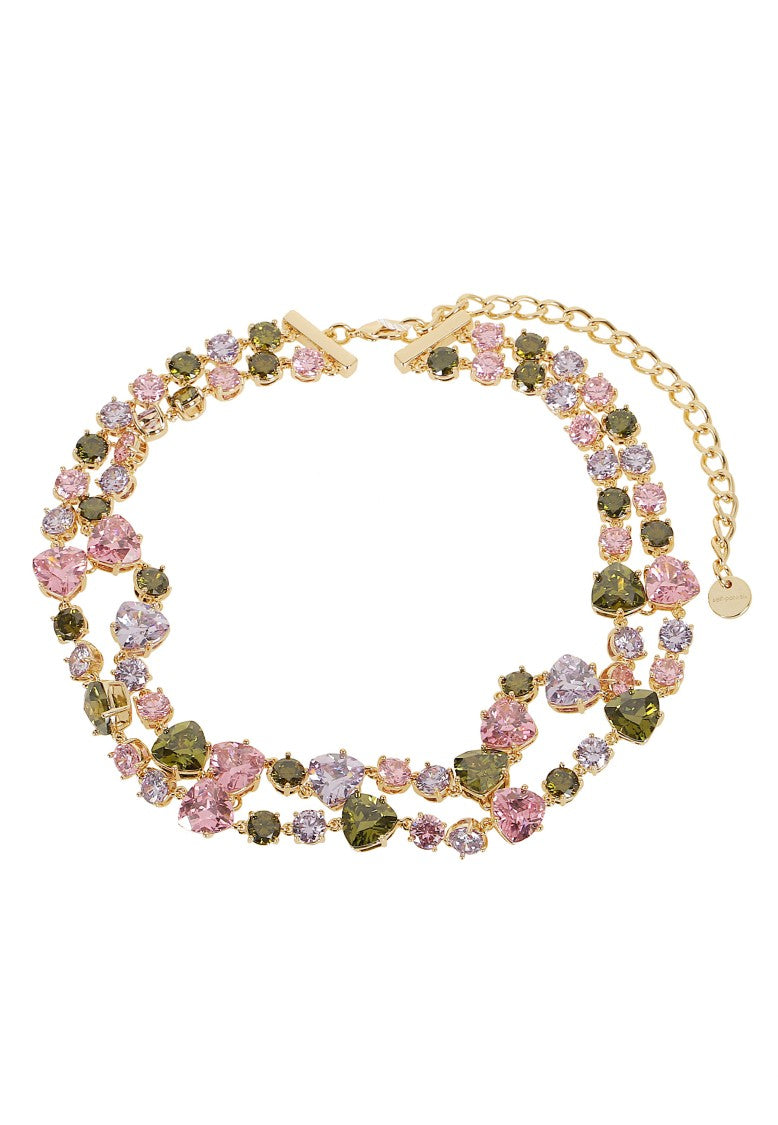 Self-Portrait Multi Crystal Heart-Shaped Necklace