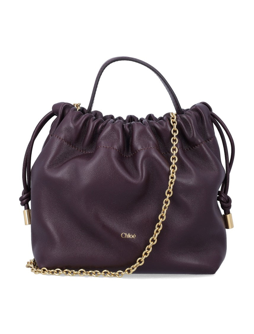 Chloé Mini Icons Nappa Shoulder Bag With Gold-Tone Chain And Drawstring Closure