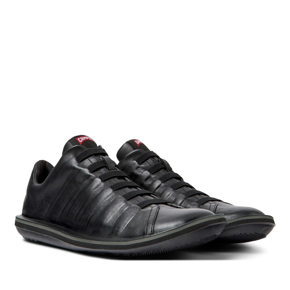 Camper Black Beetle Ribbed Design Leather Sneakers