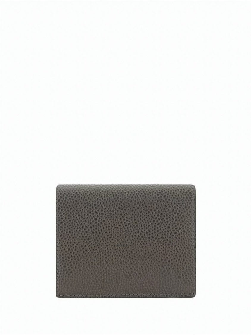 Thom Browne Compact Bifold Wallet In Textured Cowhide Leather