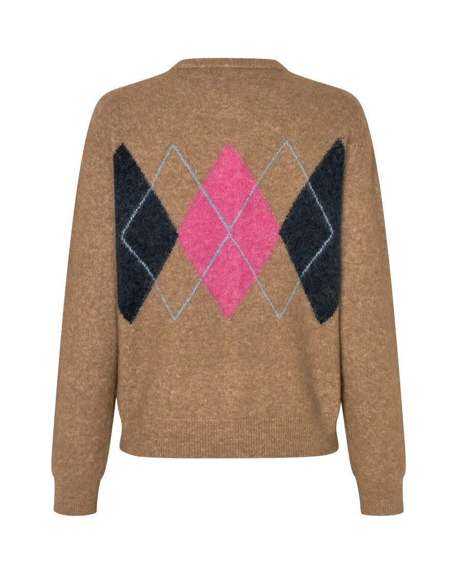 Samsøe Samsøe Lead Gray Sanor Argyle Short Cardigan