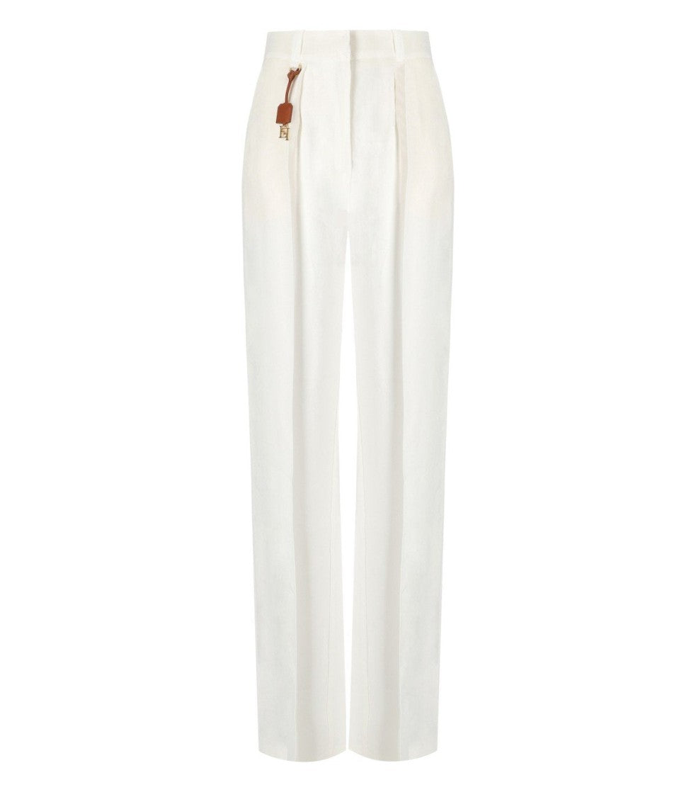 Elisabetta Franchi Ivory Pants With Charms