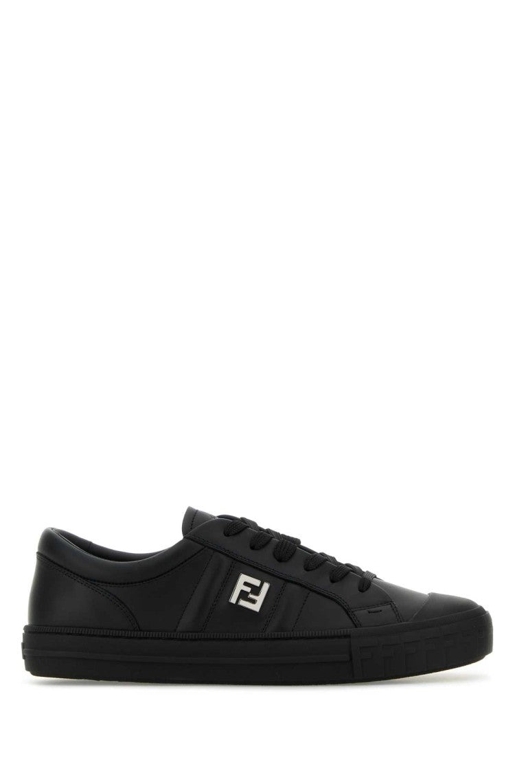 Fendi Black Leather Domino Sneakers