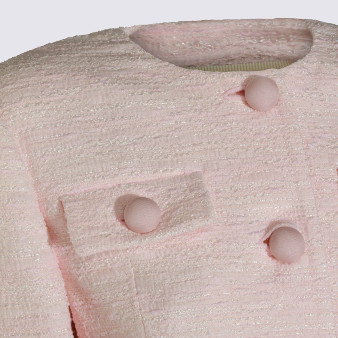 Valentino Textured Cropped Jacket With Flap Pockets And Button Detail