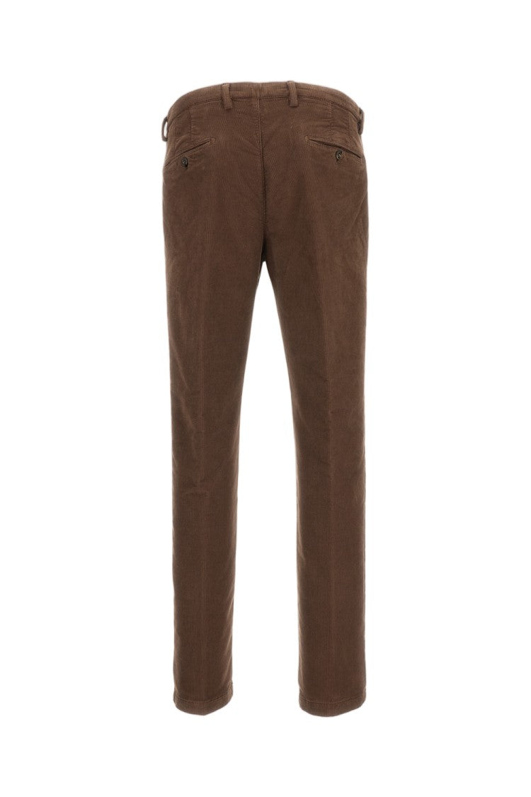 Briglia 1949 Brown Moleskin-Effect Cotton Twill Straight-Leg Pants