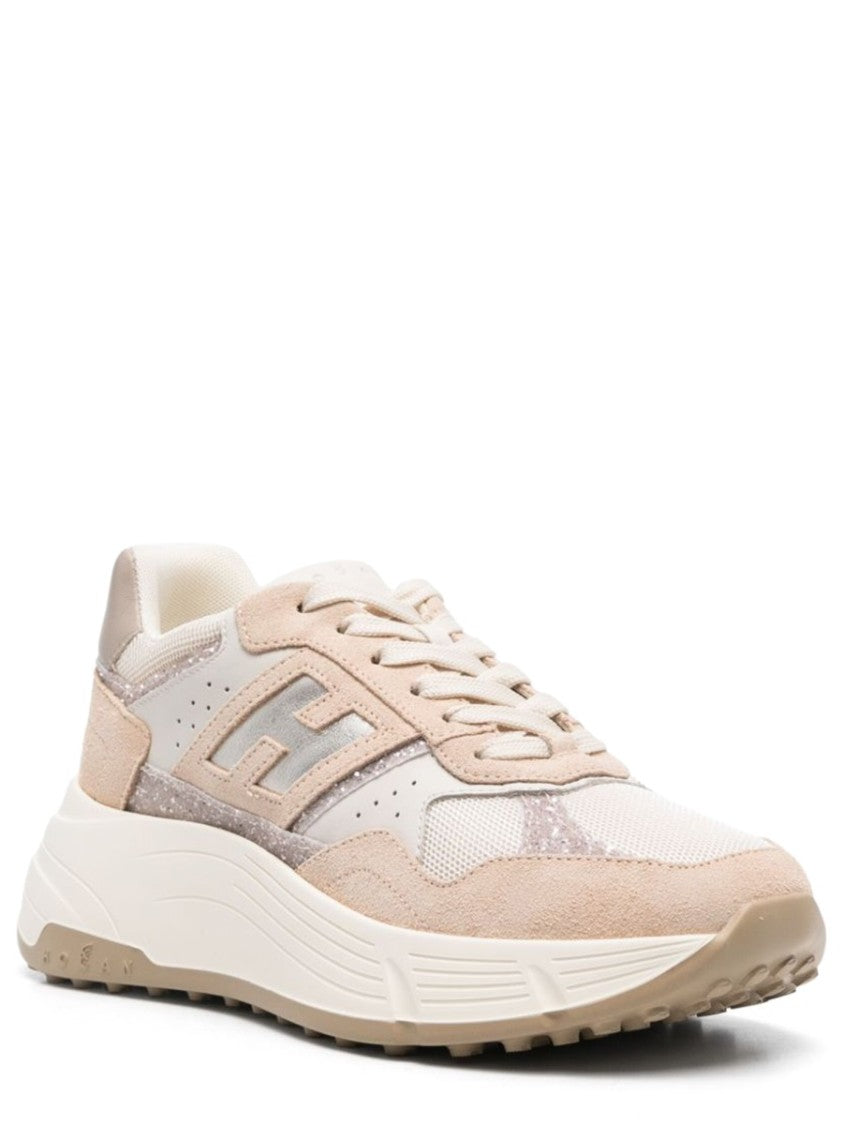 Hogan Chunky Leather Sneakers With Mesh Panels