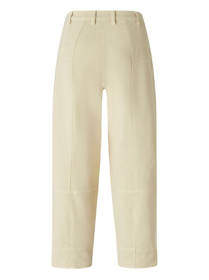 Pinko Beige Cropped Trousers With Mid-Rise Waist