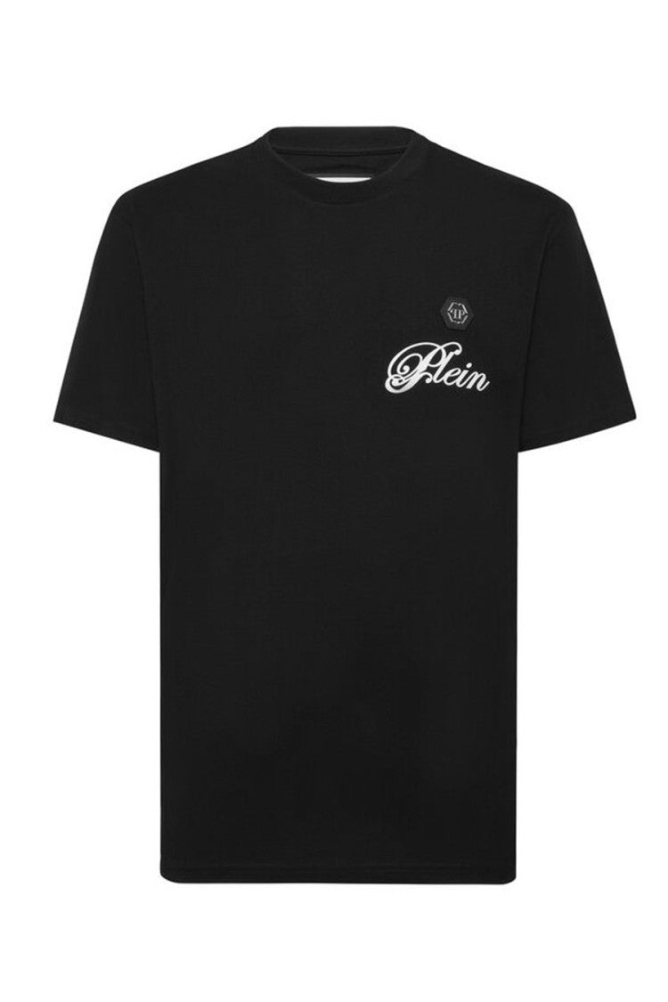 Philipp Plein Black Cotton Plein Script Logo T-Shirt