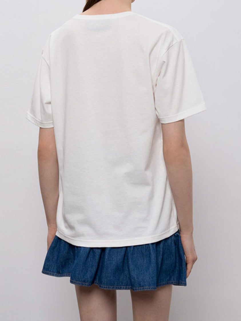 Valentino White Relaxed-Fit Panther Graphic T-Shirt