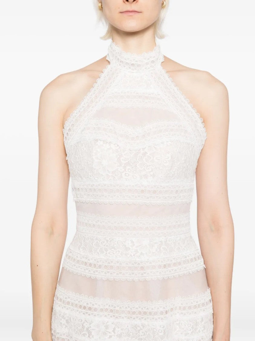 Saiid Kobeisy Lace Striped Long Dress