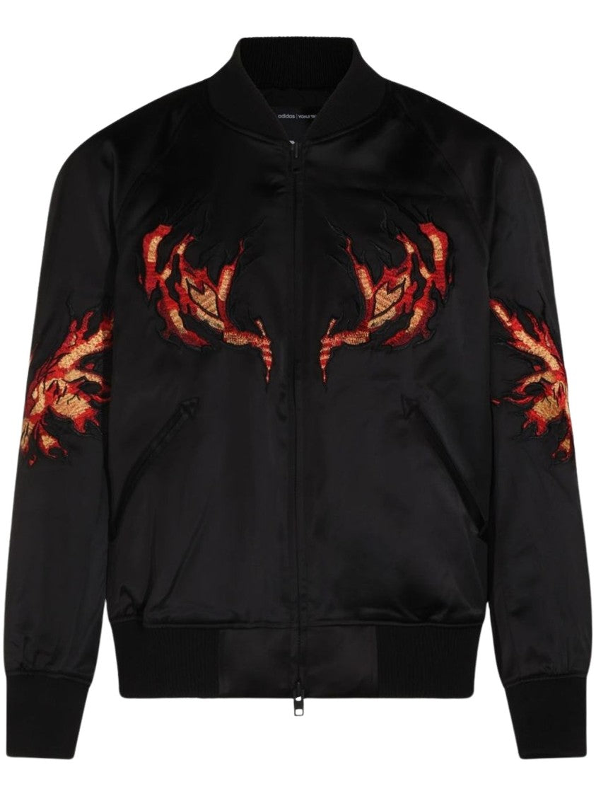 Y-3 Gfx Souv Black Flame Embroidered Satin Jacket