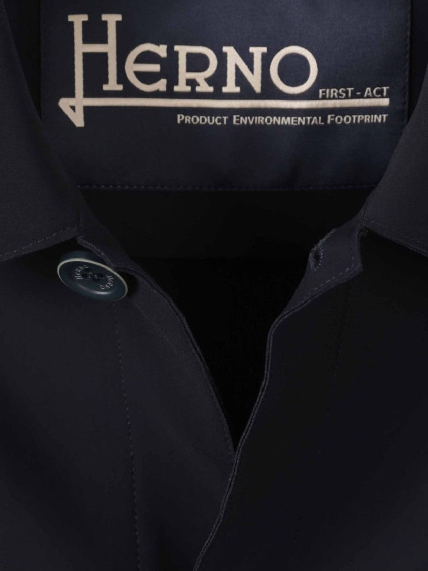 Herno Lightweight Navy Scuba Jacket With Button-Up Front