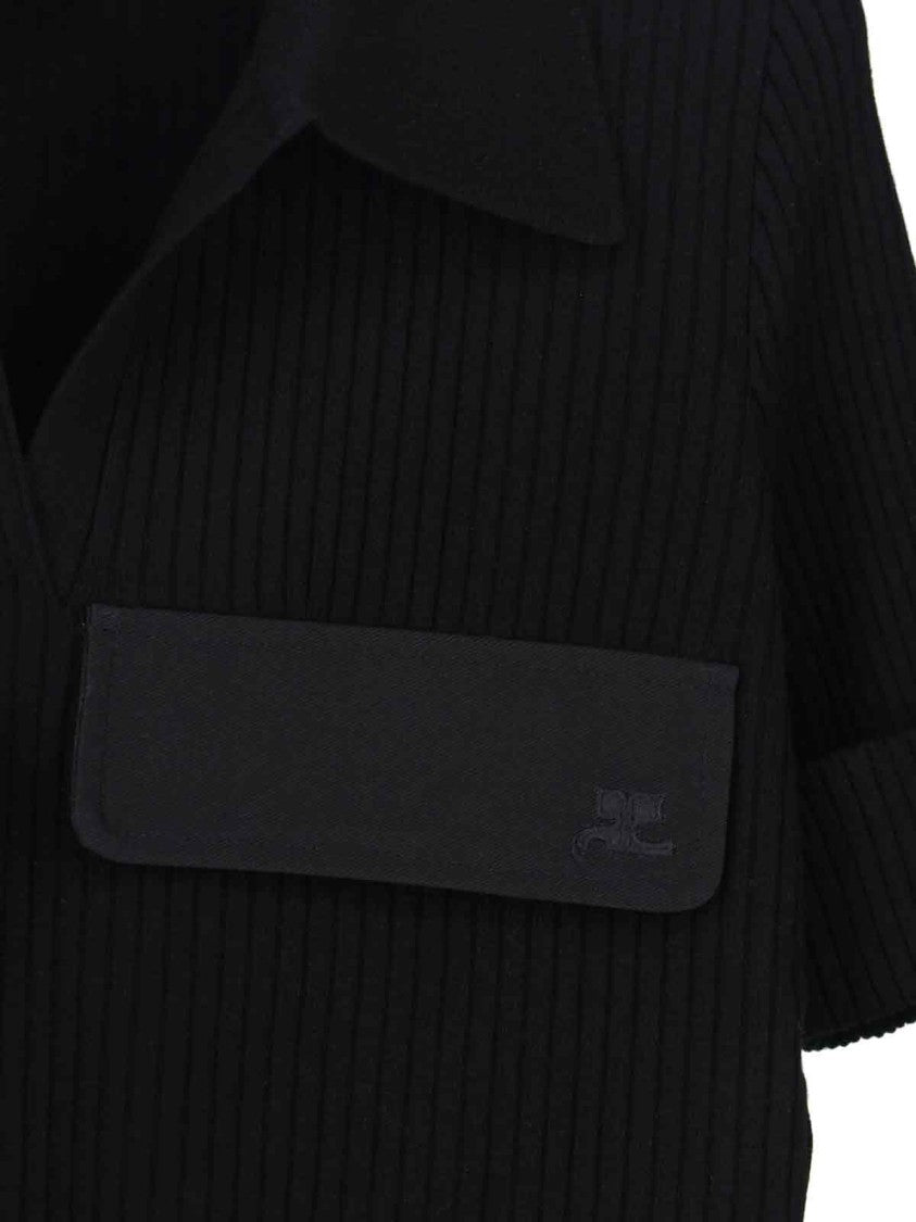 Courrèges Fitted Black T-Shirt With Round Neckline