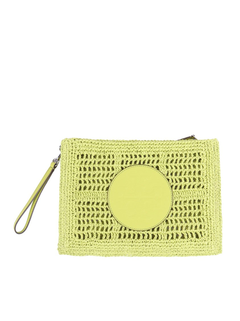Tory Burch Ella Hand Crocheted Straw Pouch