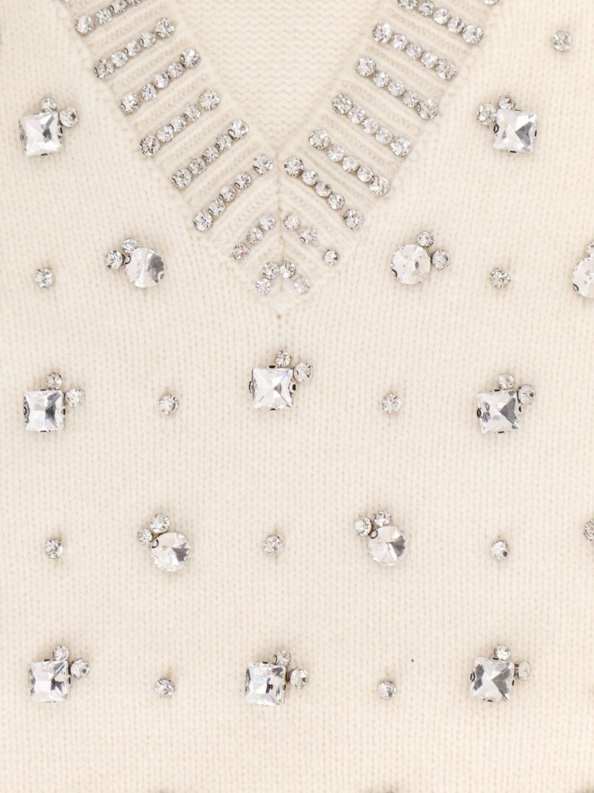 Pinko Fitted Sleeveless Top With Rhinestone Embellishments