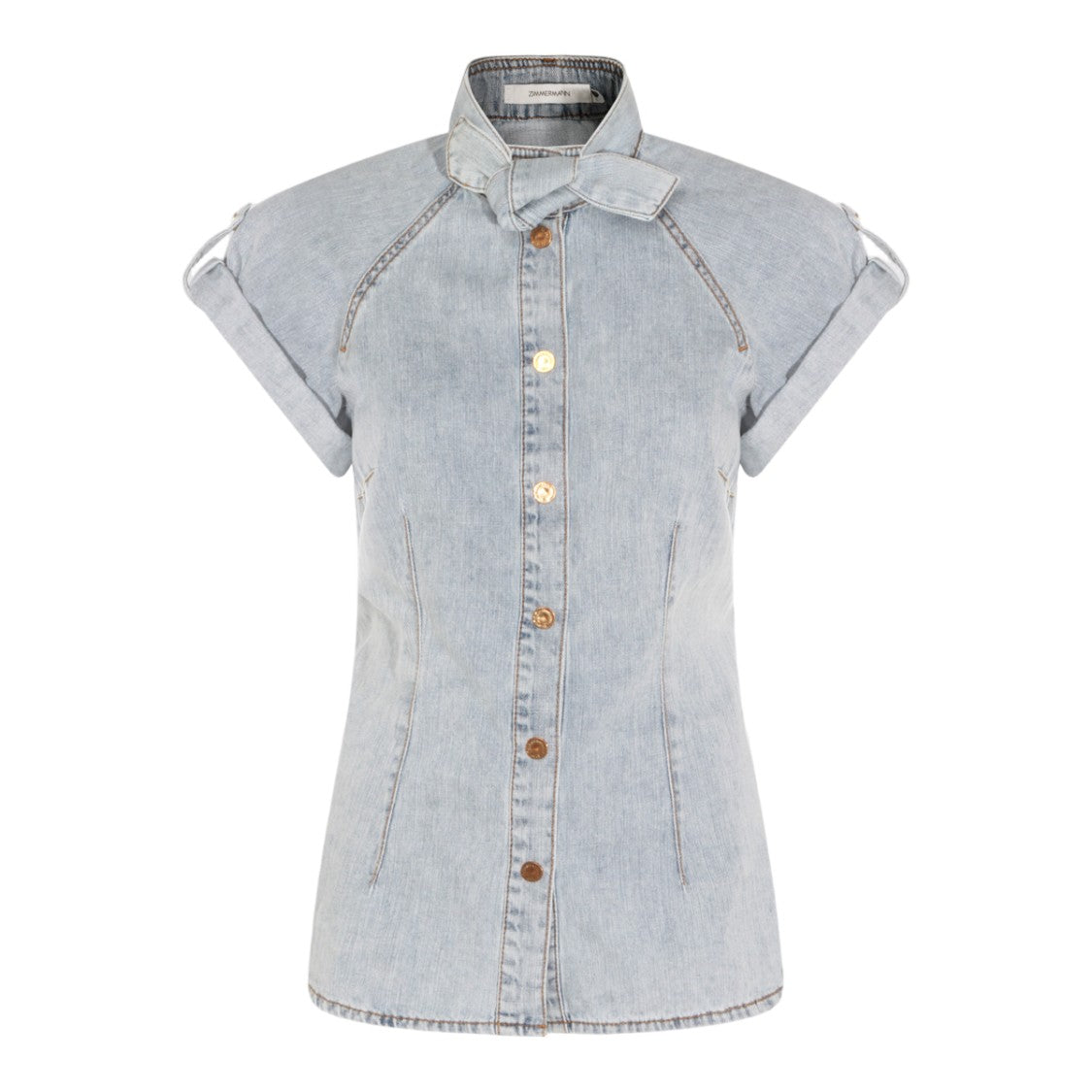 Zimmermann Light-Wash Denim Shirt With Knotted Detail