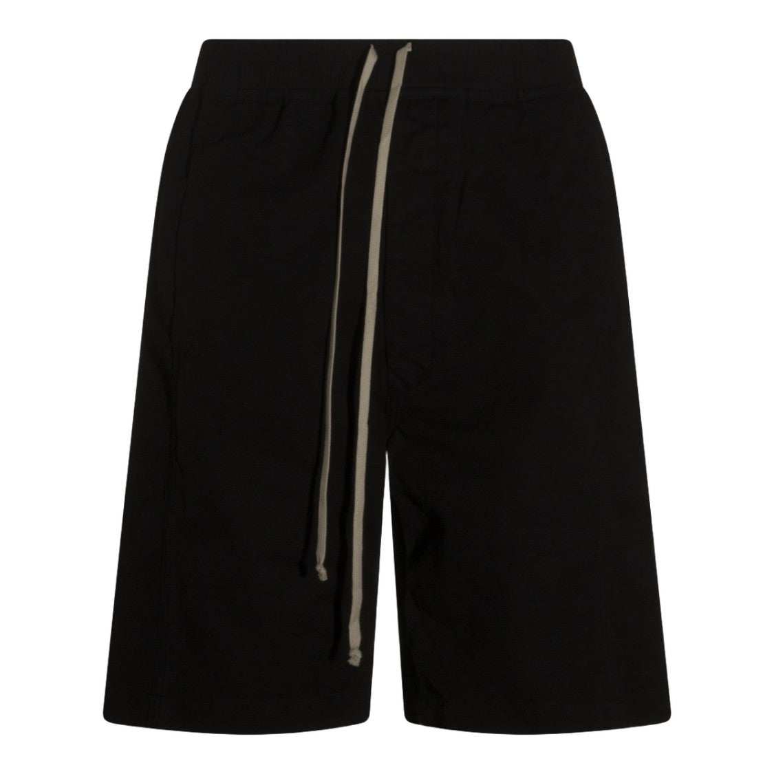 Drkshdw By Rick Owens Relaxed-Fit Black Shorts With Beige Drawstrings