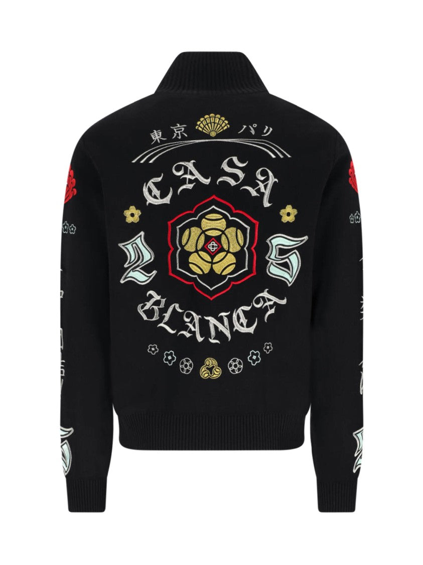 Casablanca Black Jacket With Structured Silhouette And High Collar