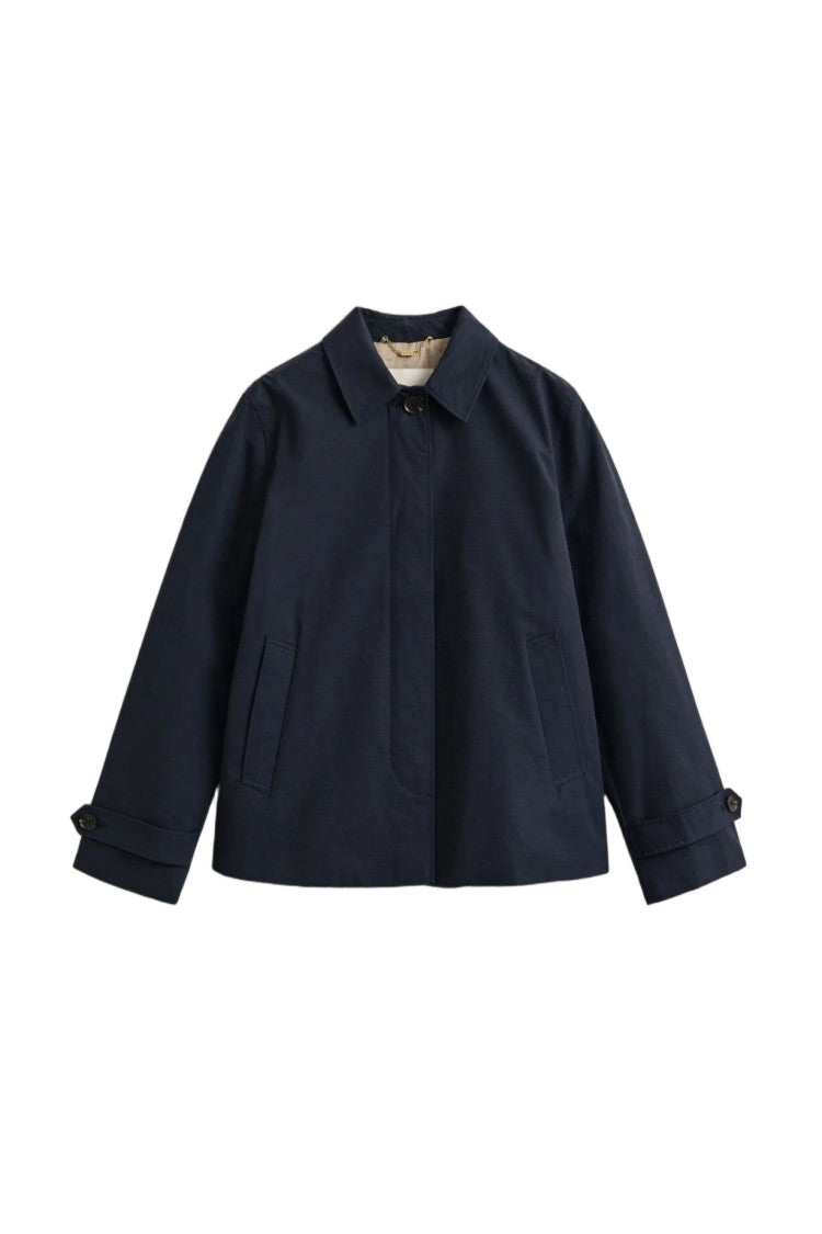 Gant Mid-Length Cotton-Blend Dwr Concealed Button Coat