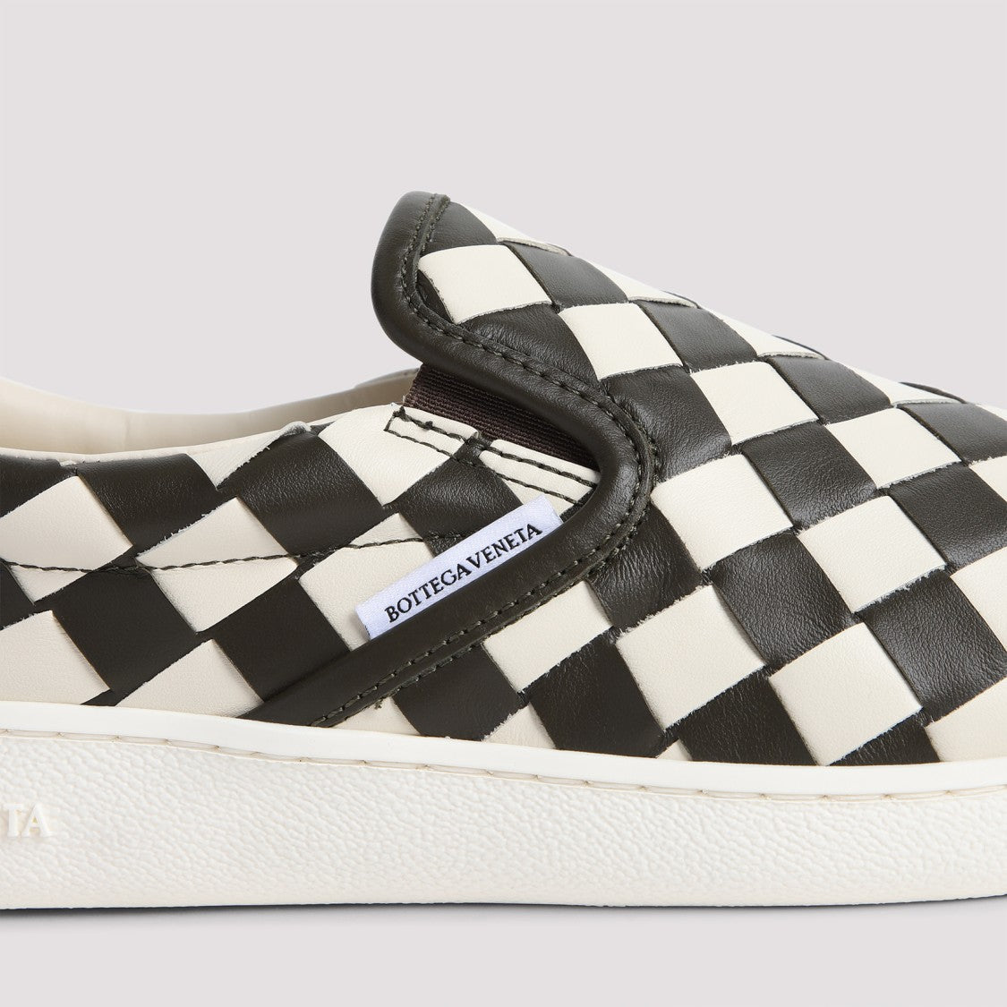 Bottega Veneta Sawyer White And Khaki Calf Leather Sneakers