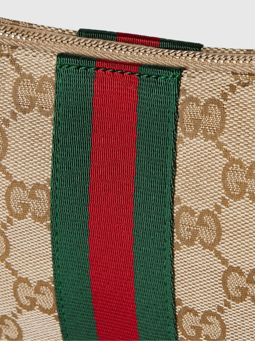 Gucci Beige Monogram Canvas Striped Crossbody Bag